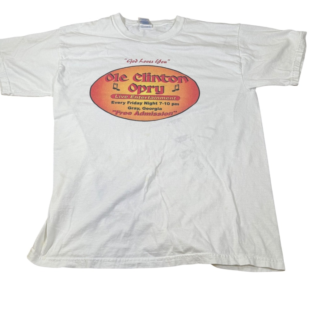 Gildan‎ Ole Clinton Opry T-Shirt Live Entertainment White Size L